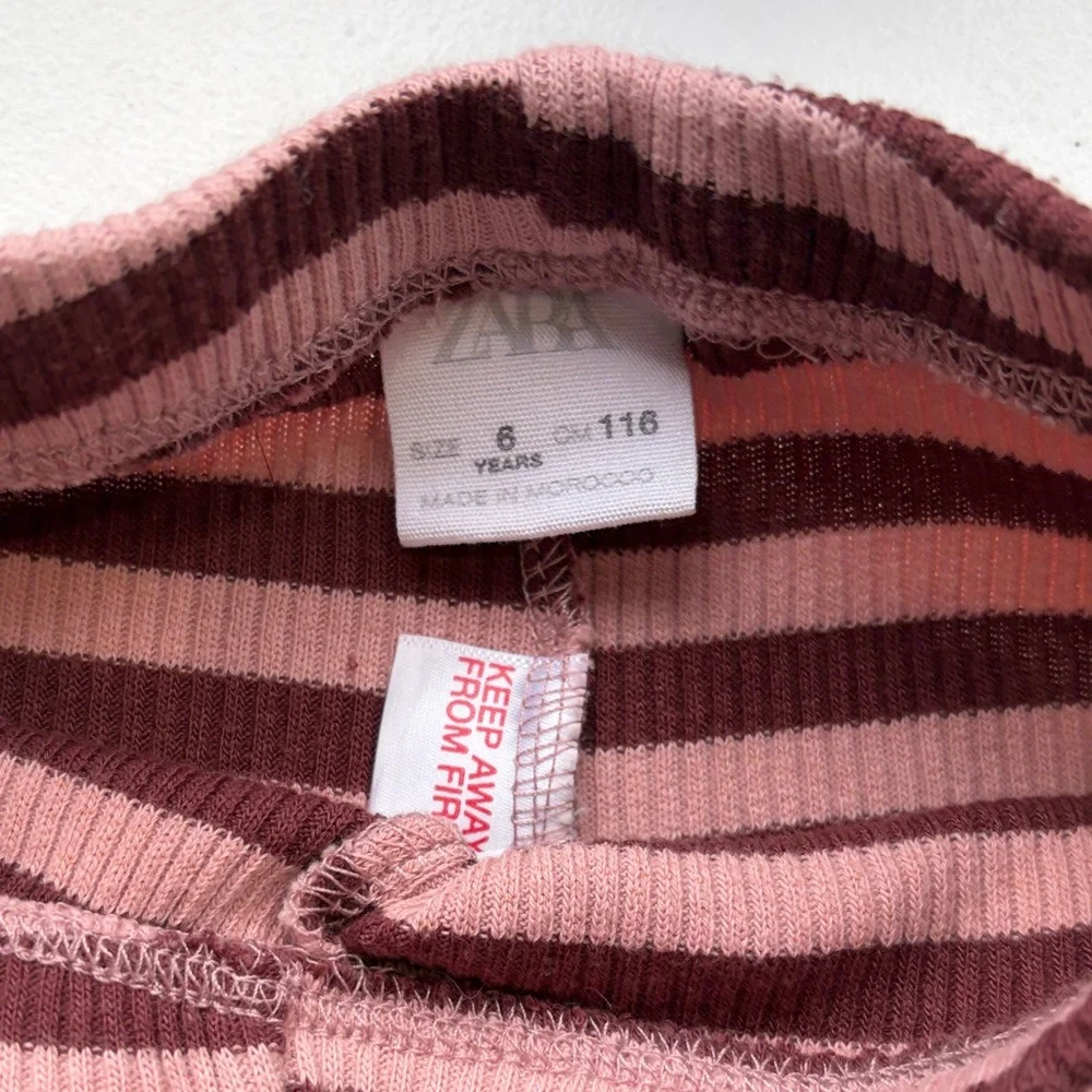 Zara kids Pink and Maroon striped set, size 6 - Picture 9 of 14